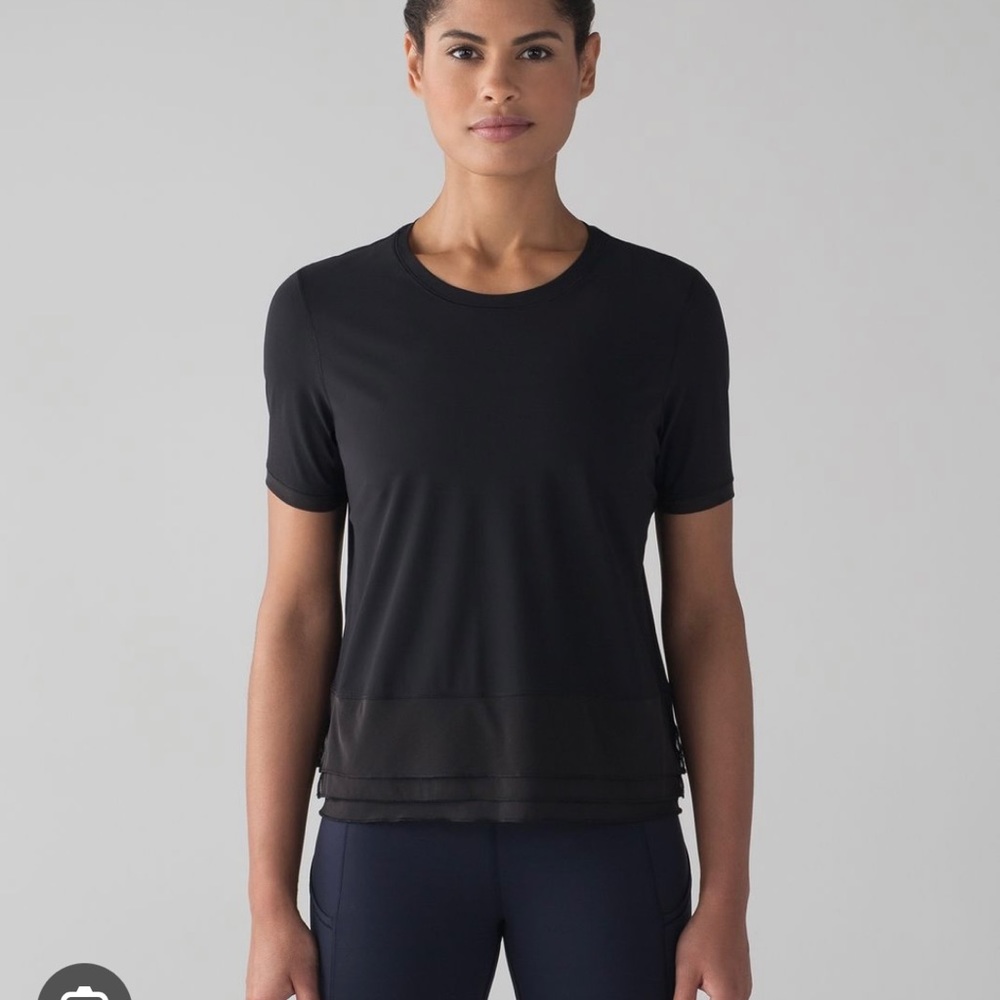 Black lululemon sole training mesh tee workout top
